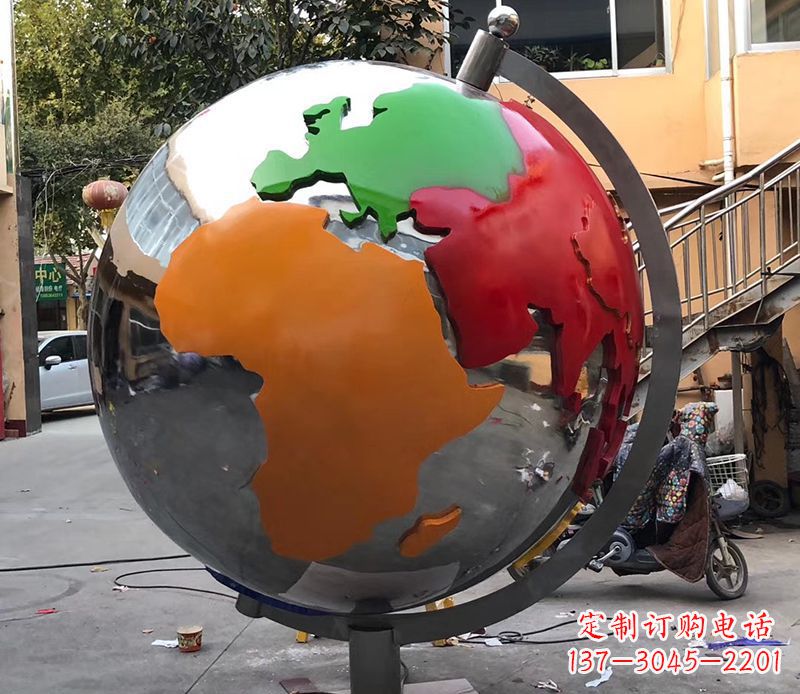 东莞不锈钢校园地球仪雕塑 (2)