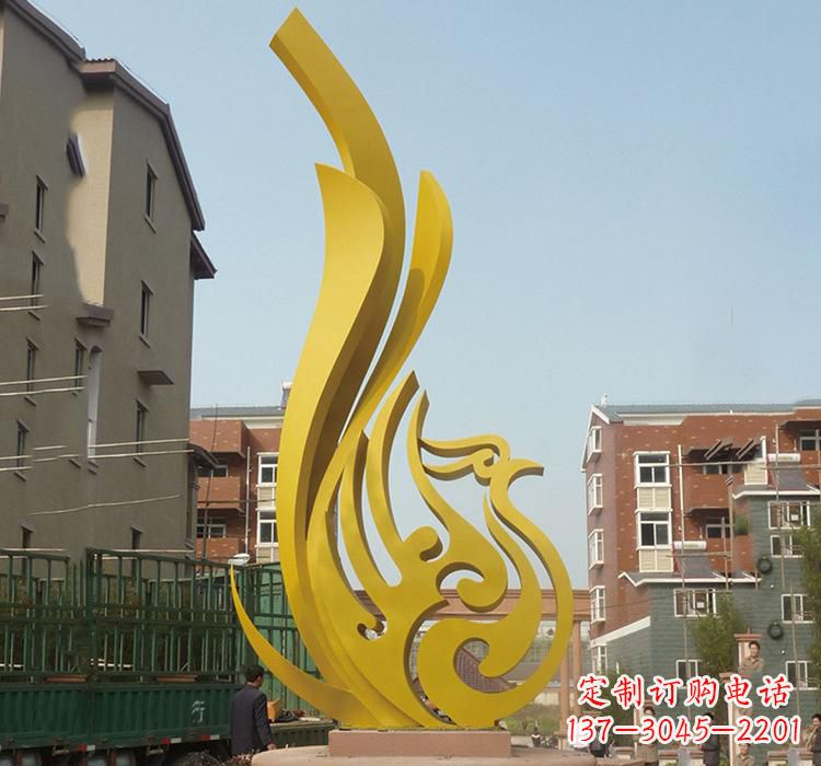 东莞静谧的凤凰不锈钢园林雕塑