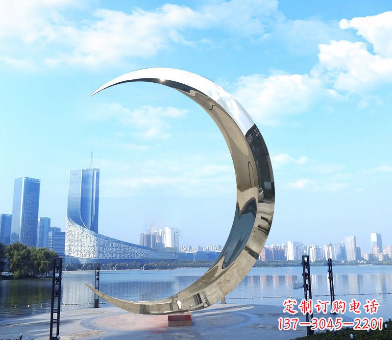东莞不锈钢月亮雕塑象征着美丽的月亮