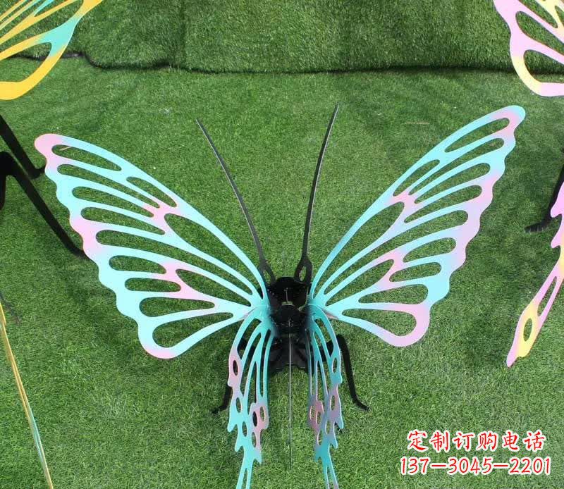 东莞彩色不锈钢镂空蝴蝶雕塑精美又充满生机