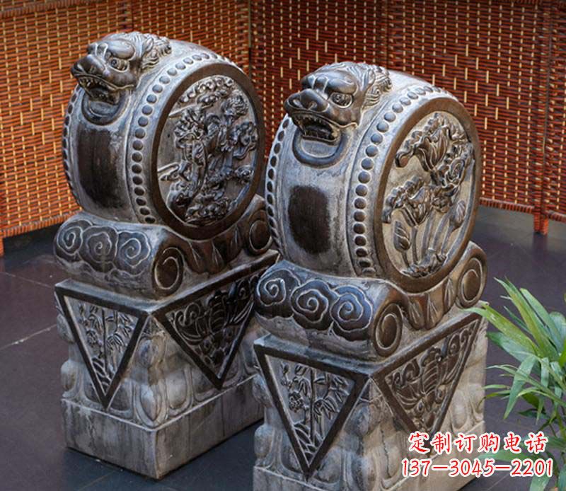 东莞仿古石门墩雕塑,提升茶楼景观