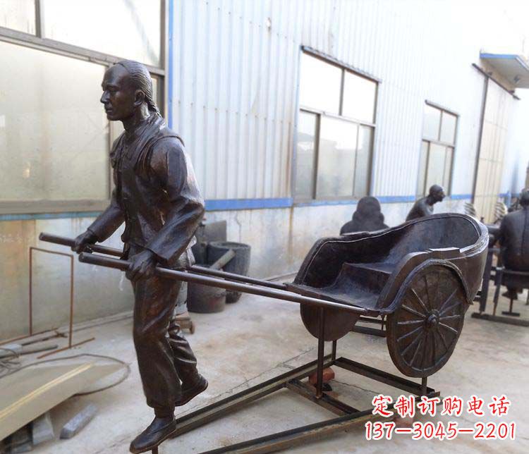 东莞车夫人物小品铜雕