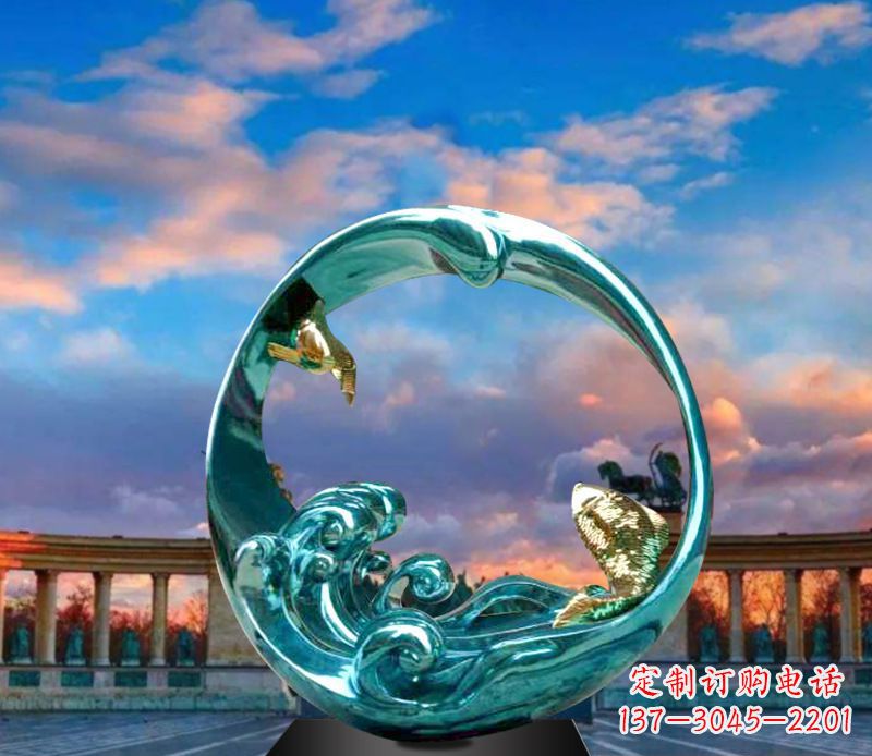 东莞城市之环不锈钢彩银雕塑