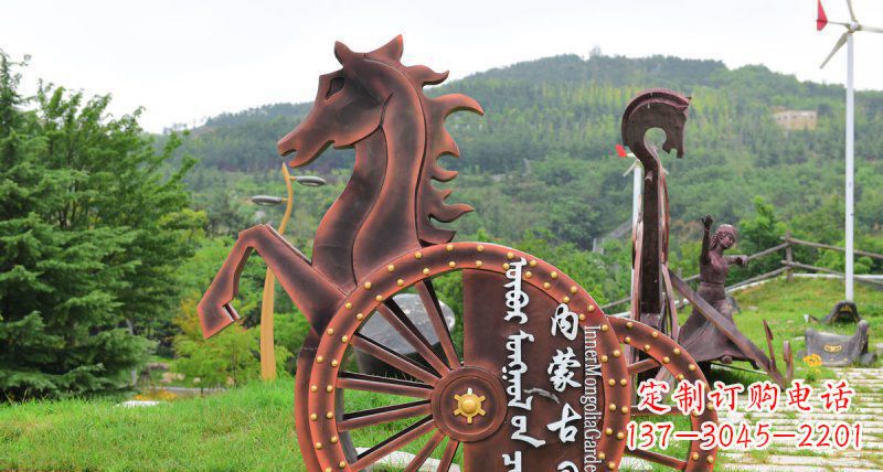 东莞传承历史魅力,不锈钢马车雕塑悠然屹立
