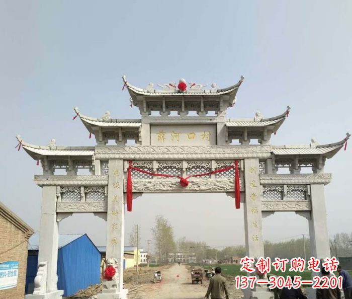 东莞村口三门石雕牌楼 (4)