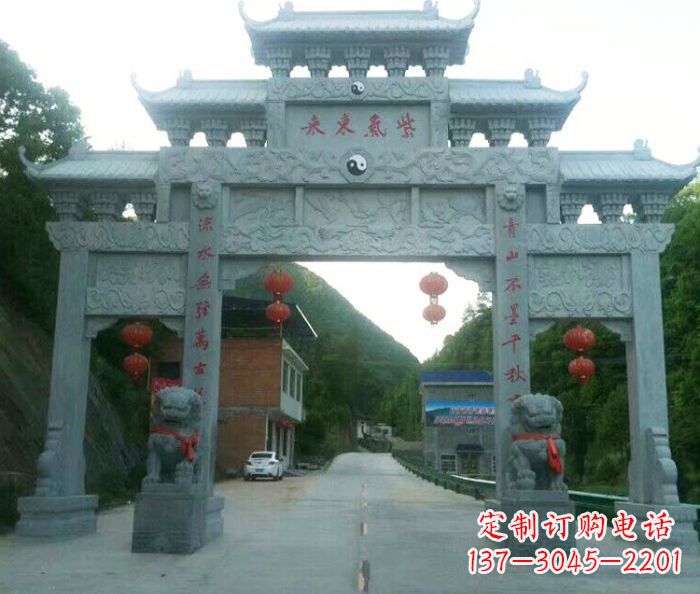 东莞村口三门石雕牌楼 (3)