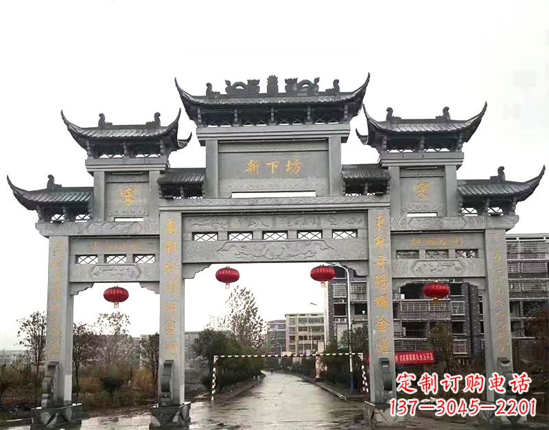 东莞村庄石牌坊雕刻