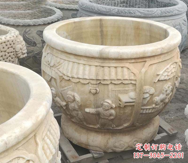 东莞雕刻精美的大理石儿童水缸