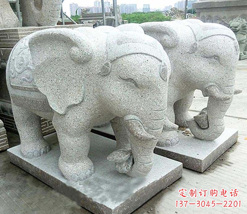 东莞大理石制作的精美招财大象雕塑