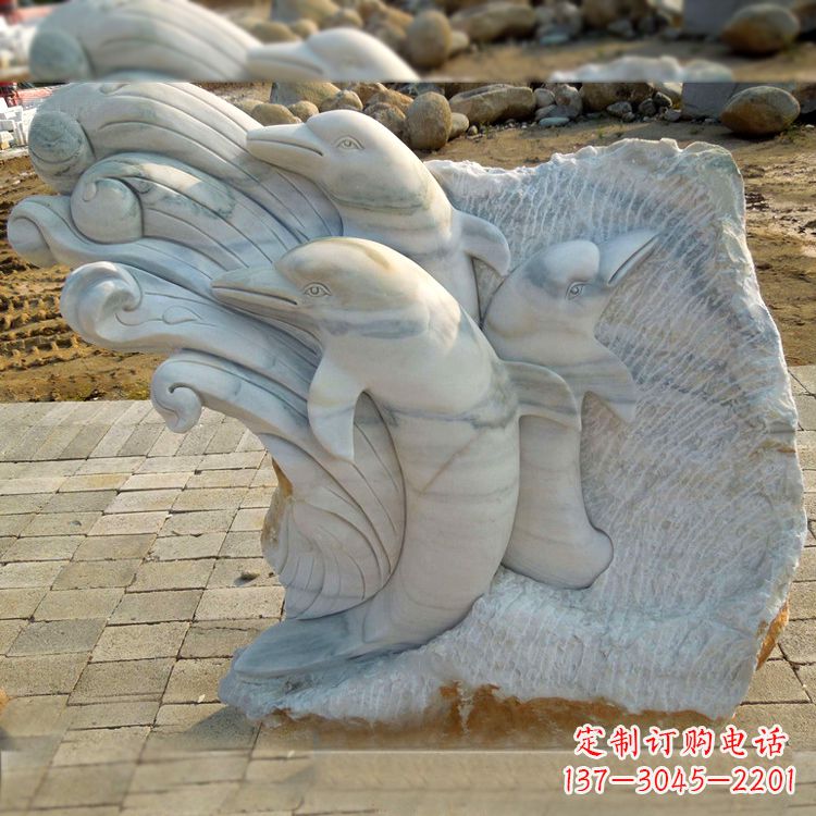 东莞大理石浮刻海豚石雕
