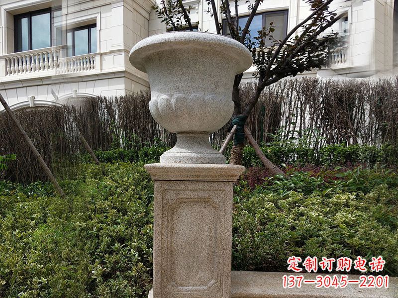 东莞大理石花钵小区花盆石雕艺术品