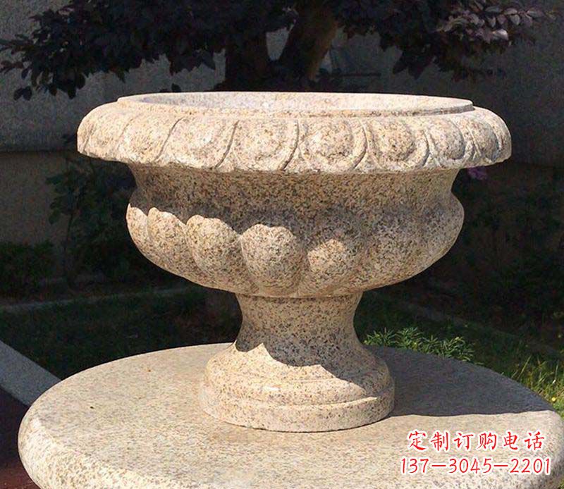 东莞大理石花钵公园花盆石雕