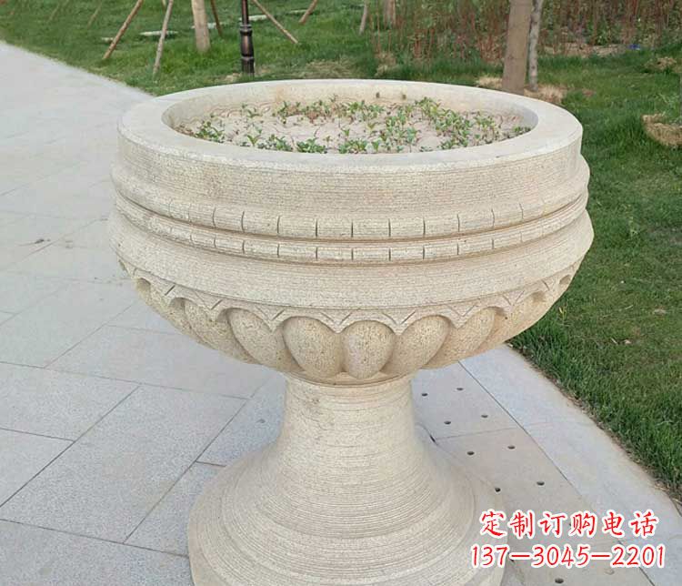 东莞大理石花盆公园石雕 (2)