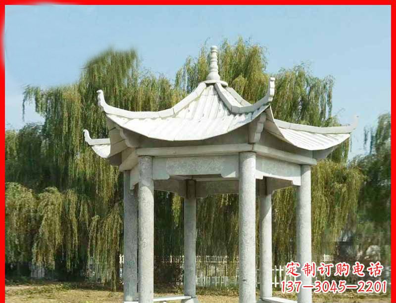 东莞大理石六角凉亭公园石雕 (3)