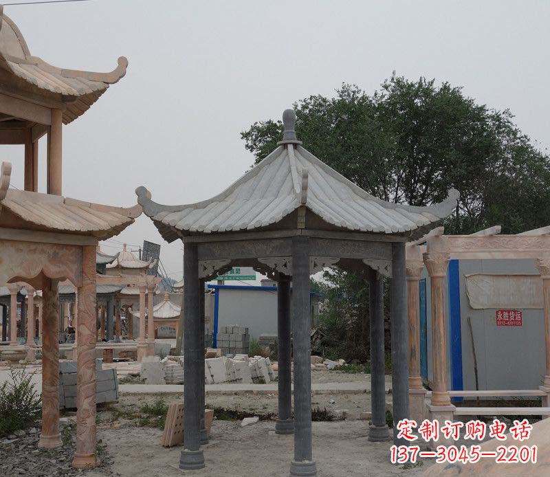 东莞大理石六角凉亭公园石雕 (2)