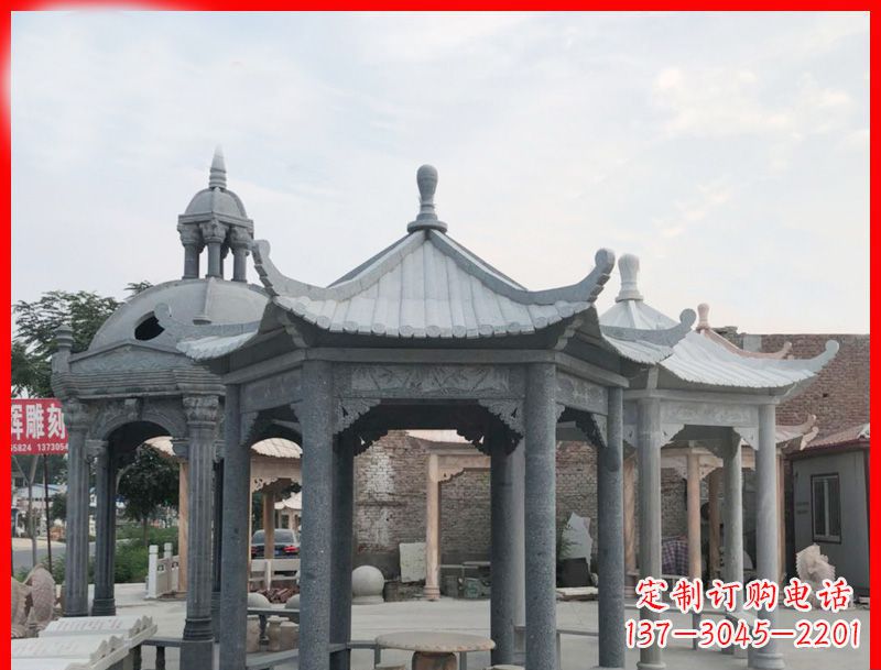 东莞大理石六角凉亭公园石雕 (5)