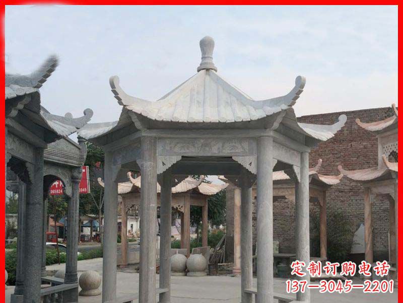 东莞大理石六角凉亭公园石雕
