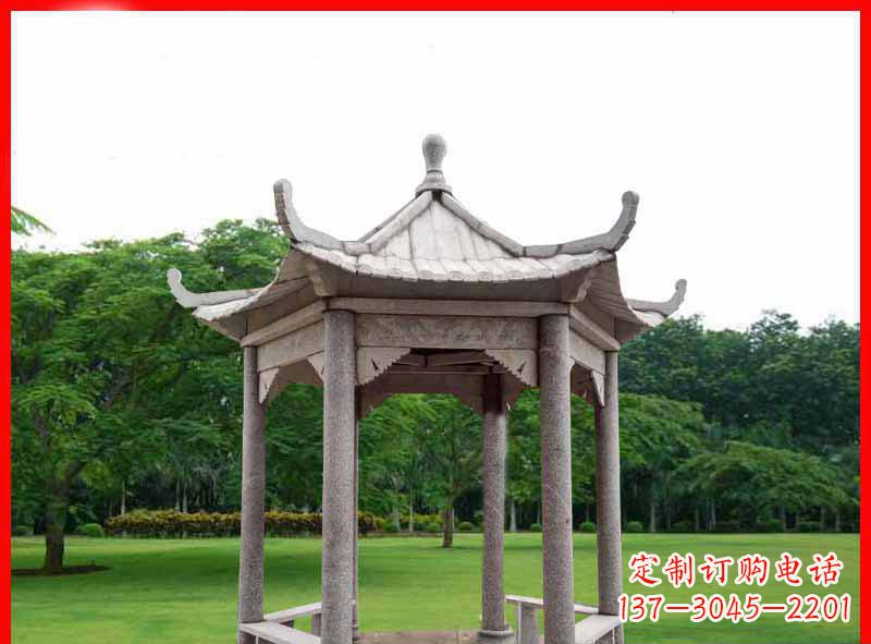 东莞大理石六角凉亭园林景观石雕