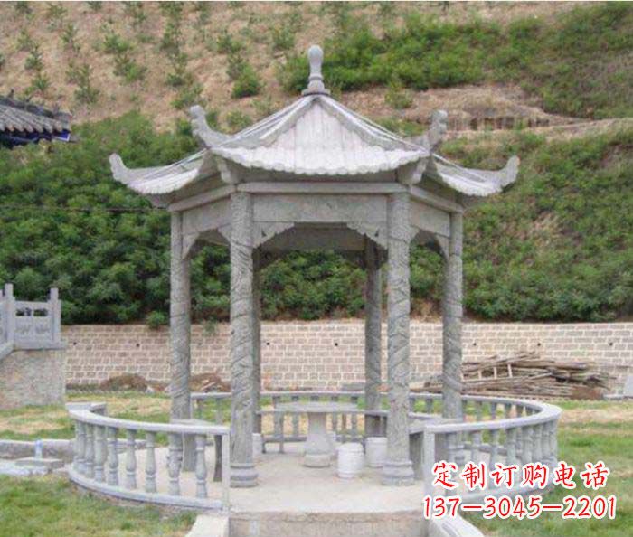 东莞大理石六角石雕凉亭 (2)
