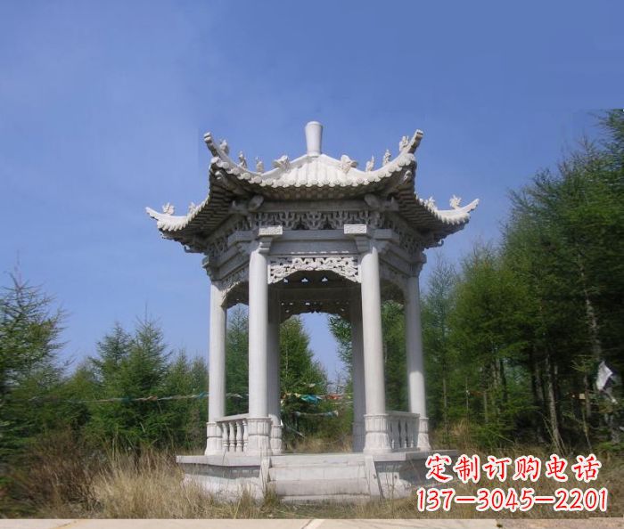 东莞大理石六角石雕凉亭 (3)