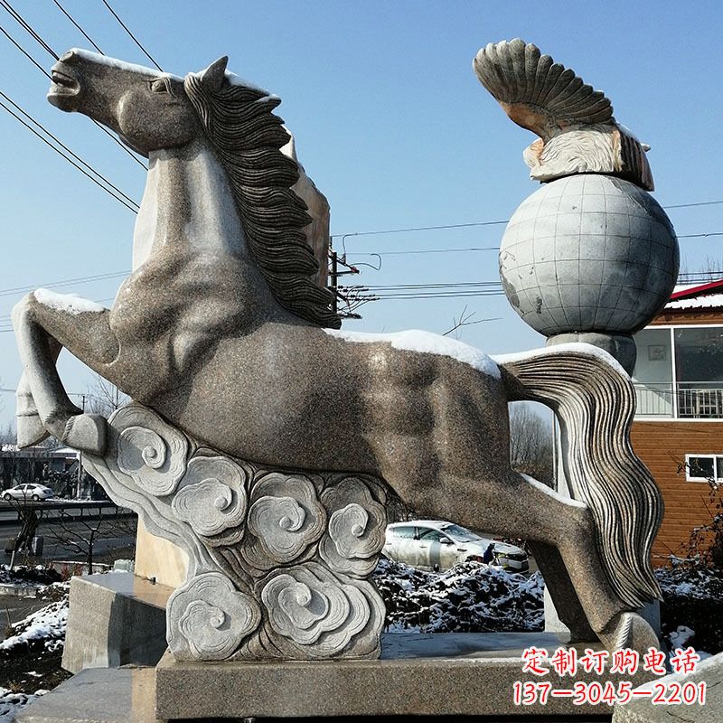 东莞大理石马踏祥云雕塑