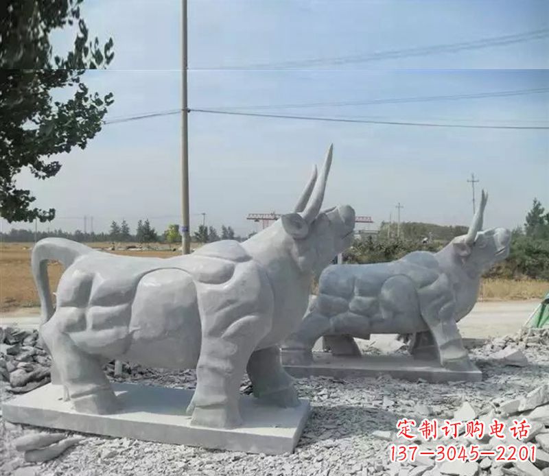 东莞大理石多角度牛雕塑