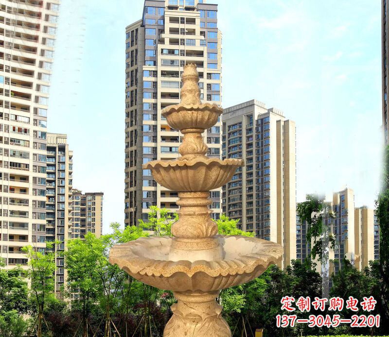 东莞大理石三层喷泉公园石雕 (2)