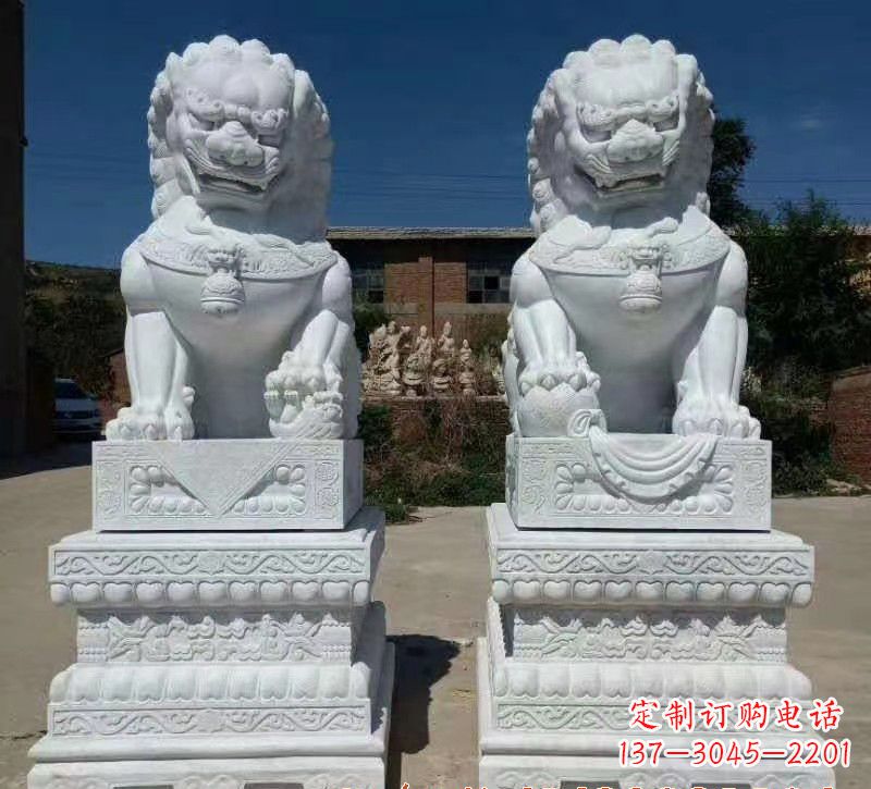东莞大理石狮子石雕,雕塑定制精美狮子