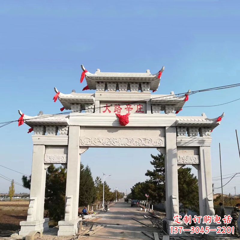 东莞大路辛庄汉白玉石雕牌楼