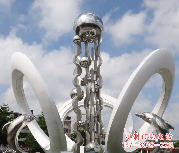东莞精致不锈钢海豚雕塑
