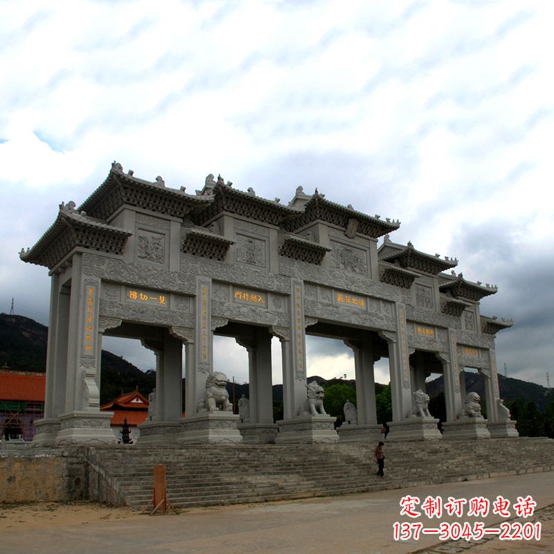 东莞大型寺庙五门石雕牌楼