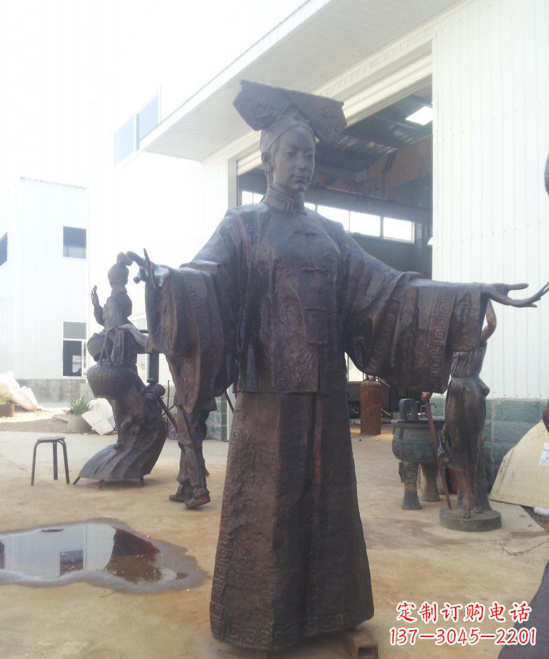 东莞清朝女子古代人物铜雕塑