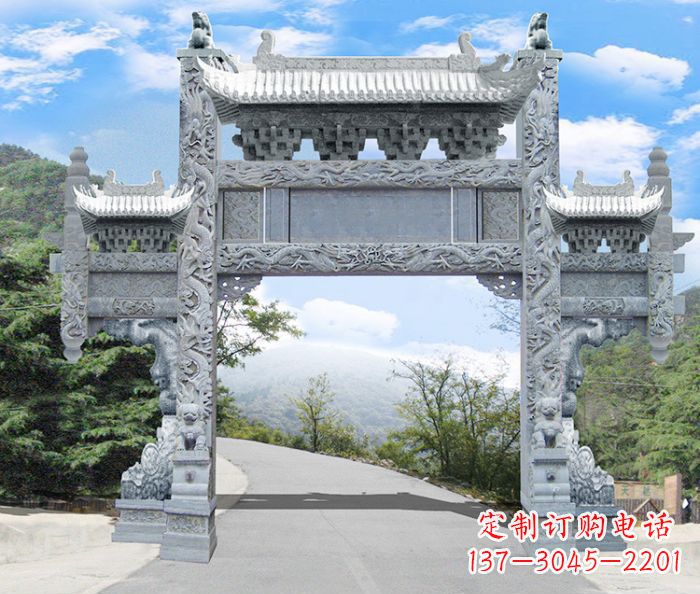 东莞单门村口石雕牌坊 (3)