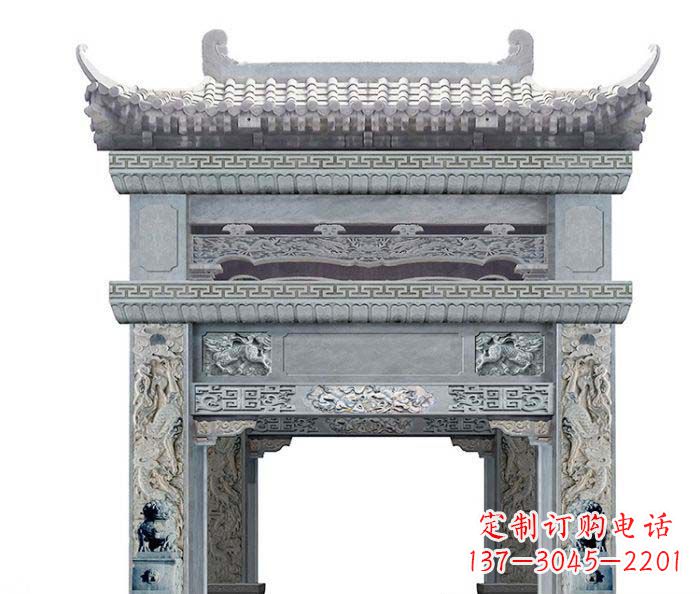 东莞单门村口石雕牌坊 (2)