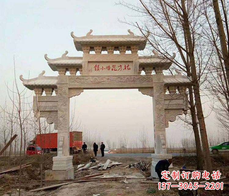 东莞单门大理石牌坊石雕_2