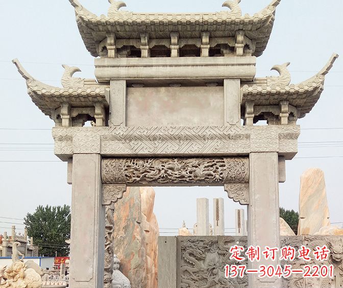 东莞单门大理石牌坊石雕