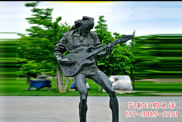东莞弹吉他的人物公园景观铜雕摆件