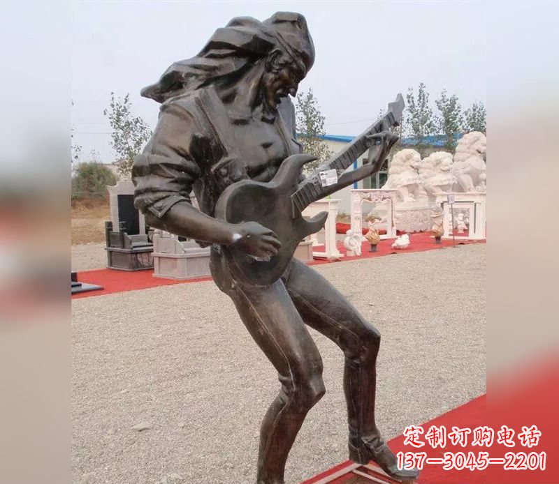 东莞弹吉他广场小品人物铜雕