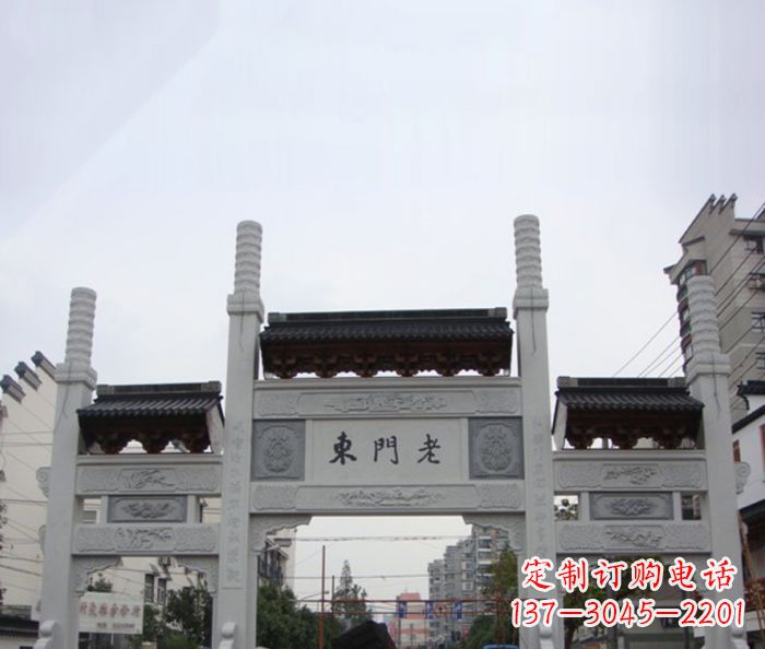 东莞精美三门石牌坊雕塑