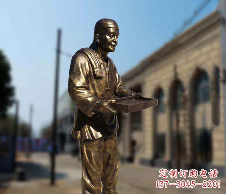 东莞古典神秘的店小二人物铜雕