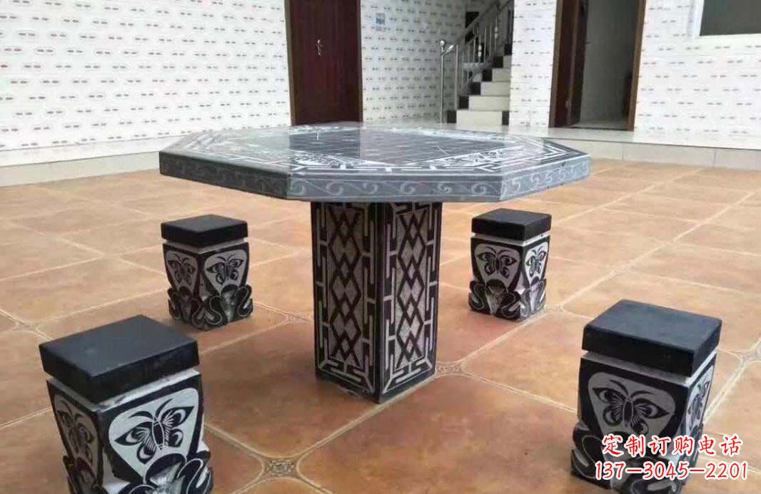 东莞多边形雕刻仿古石桌凳