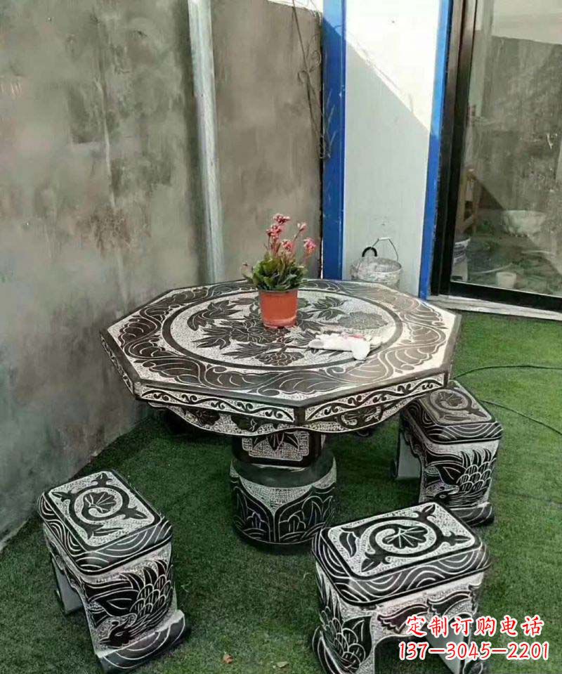 东莞多边形石头桌凳雕塑