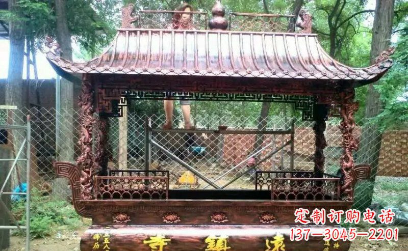 东莞方形寺庙香炉铜雕 (4)