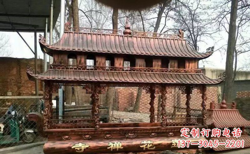 东莞方形寺庙香炉铜雕