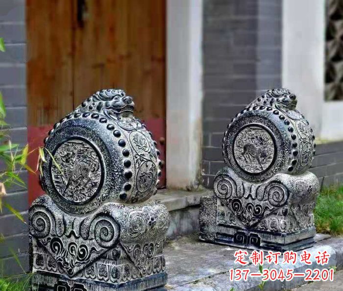 东莞精美仿古抱鼓石门墩雕塑