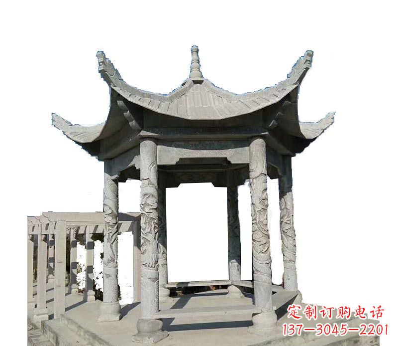 东莞仿古六角凉亭石雕 (10)