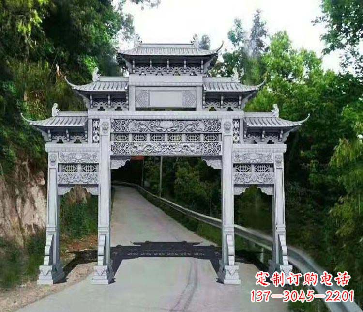 东莞仿古三门牌坊石雕