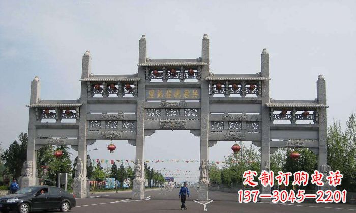 东莞精美仿古石雕牌坊雕塑