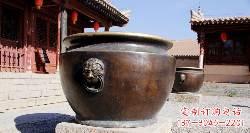 东莞仿古圆形水缸铜雕