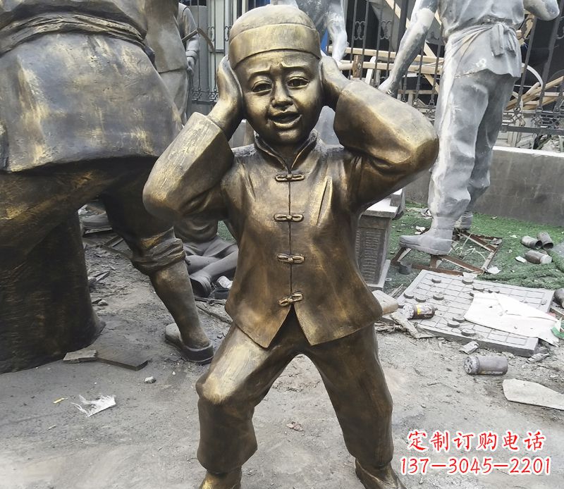 东莞儿童放鞭炮铜雕